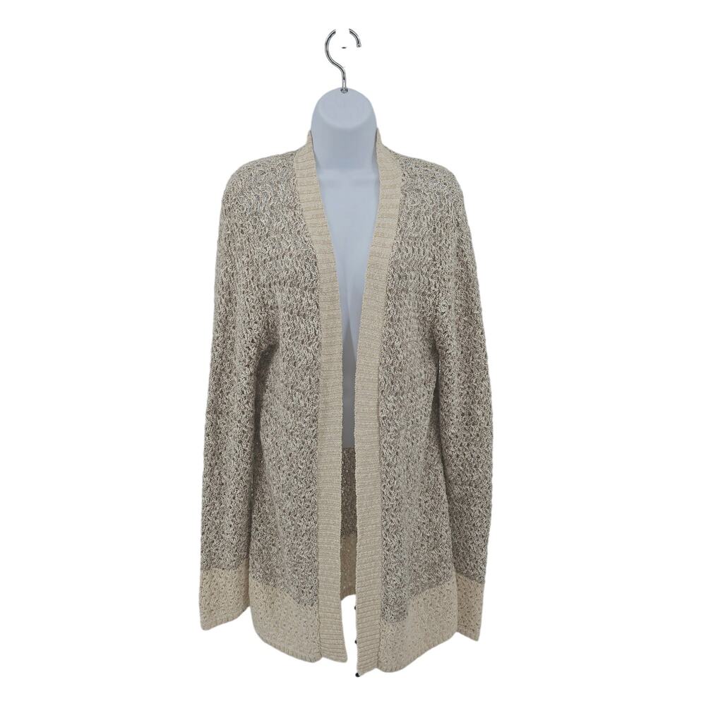 Absolutely Creative Worldwide Tan Knit Cardigan Sweater Sz XL Open Front WMNS LS